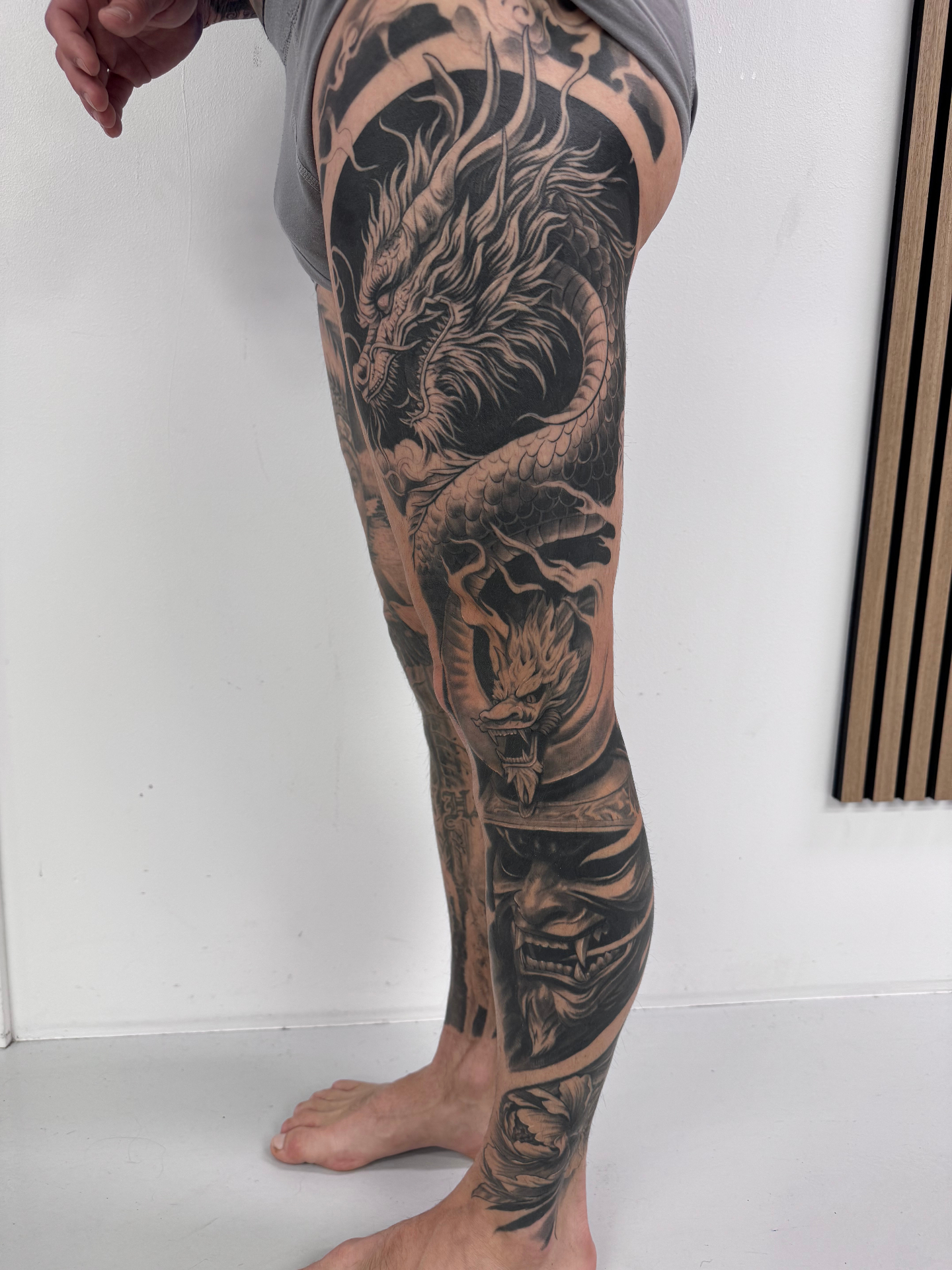 Dragon and Hannya full leg sleeve